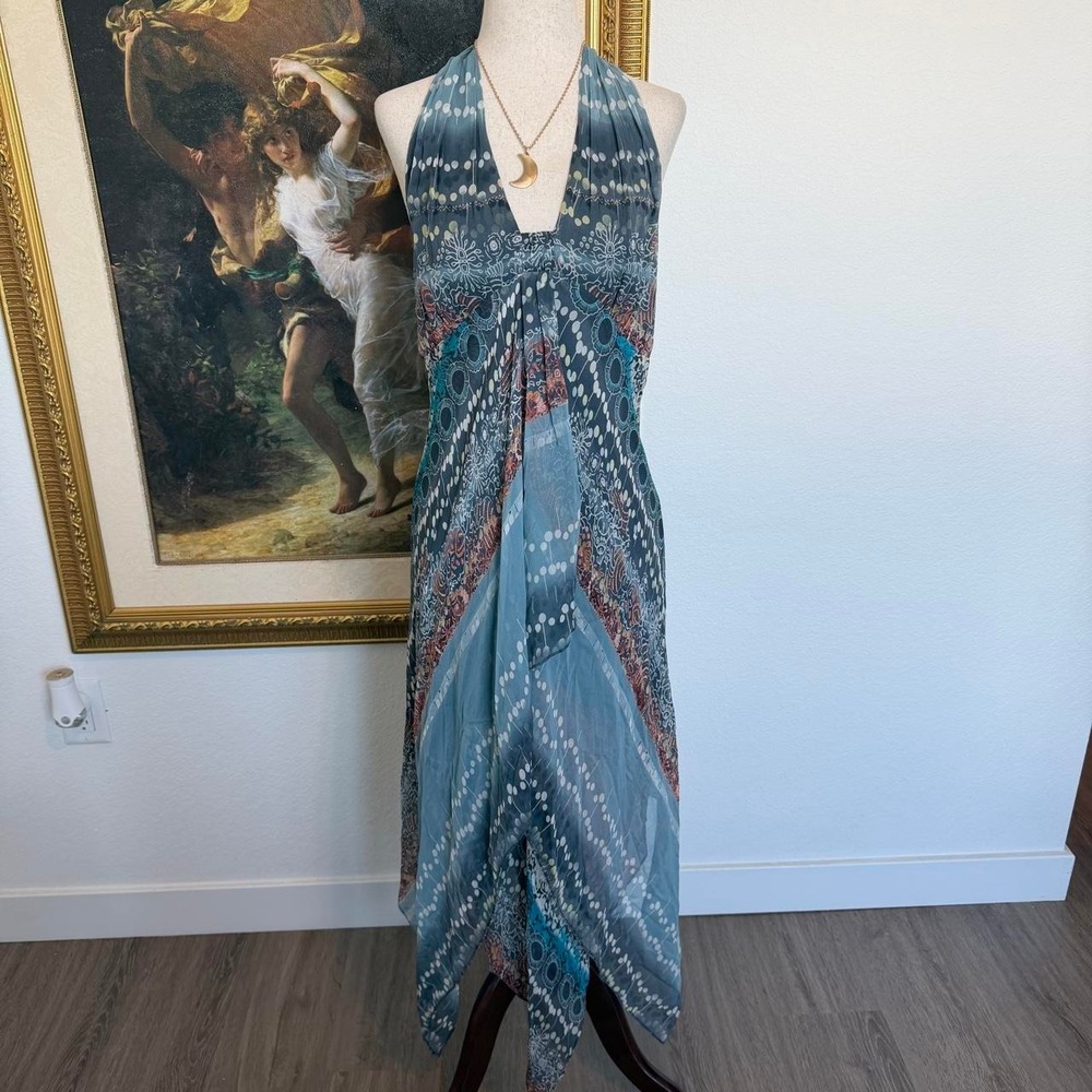 Boho Fairy Silk Asymmetrical Halter Dress